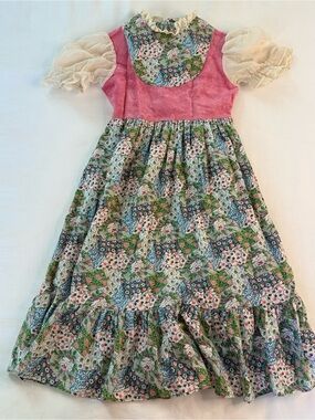 Vintage Floral Patchwork Dress with Puff Sleeves Cinderella Stop the Press